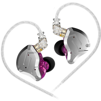 Gaming Earbuds Headphone, KZ ZS10 Pro Gaming for IEM Earphone, KZ in Ear Monitor IEM HiFi Earphone Earbuds with 5 Driver 4BA 1DD with Detachable 0.75mm 2 Pin Cable for Singer (Purple No Mic)…
