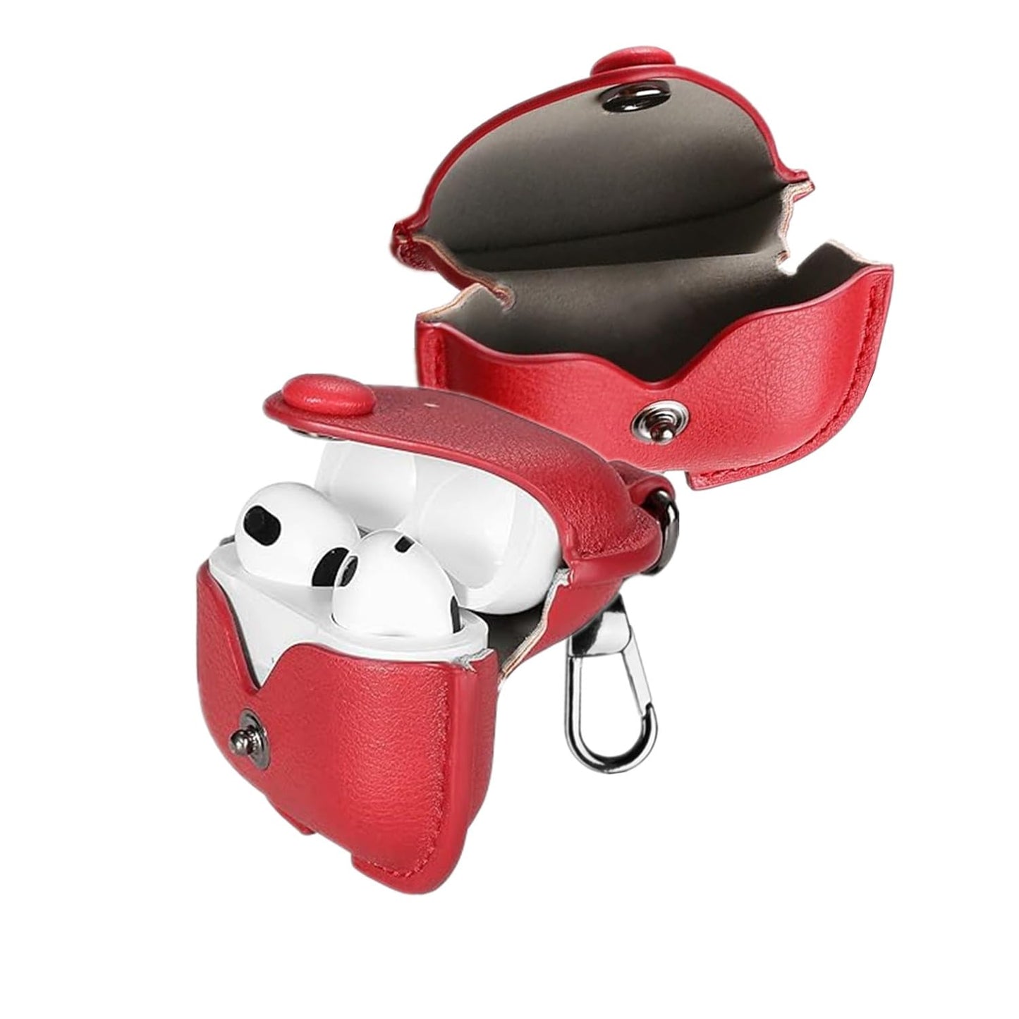 YQGFashbf for Airpods 4 Case Leather with Keychain, Stylish Retro Leather Wireless Charging Protective Headphone Case Cover for Apple Airpods 4th Generation 2024 Front LED Visible (Red)