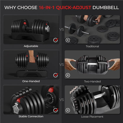 Yaheetech Adjustable Dumbbells Set 28LB Adjustable Weight Pair Fast Adjust Dumbbells 2PCS