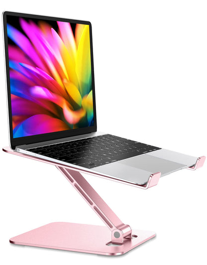 Foldable Laptop Stand, Height Adjustable Ergonomic Computer Stand for Desk, Aluminum Portable Laptop Riser Lecterns Holder Mount Compatible with MacBook Pro Air, HP, Dell 10-16"