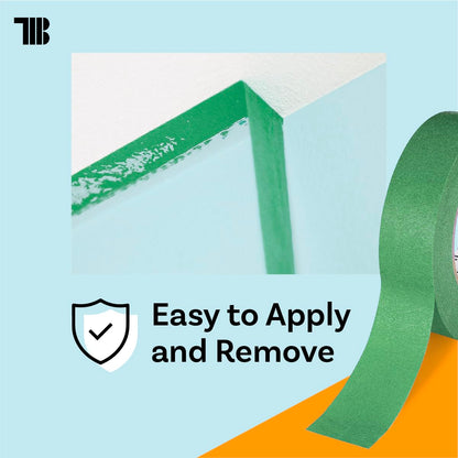 High Tack Green Painters Tape, 2 inch x 60 Yards, Case of 24 Rolls, Made in America, Clean Removal Green Masking Tape, Strong & UV Resistant