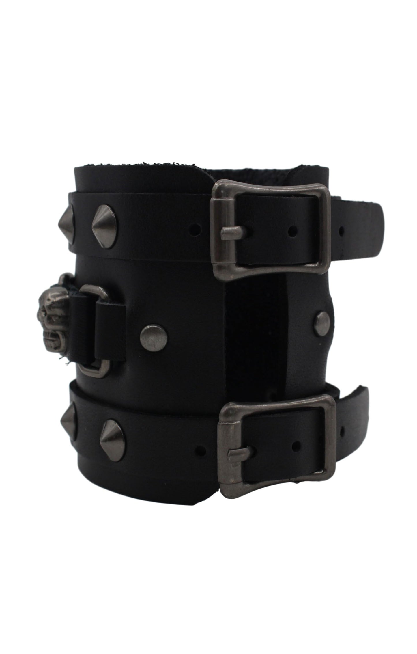 Scddboy Men's Wide Cuff Wristband,Punk Rock Biker Wide Gothic Leather Bracelet