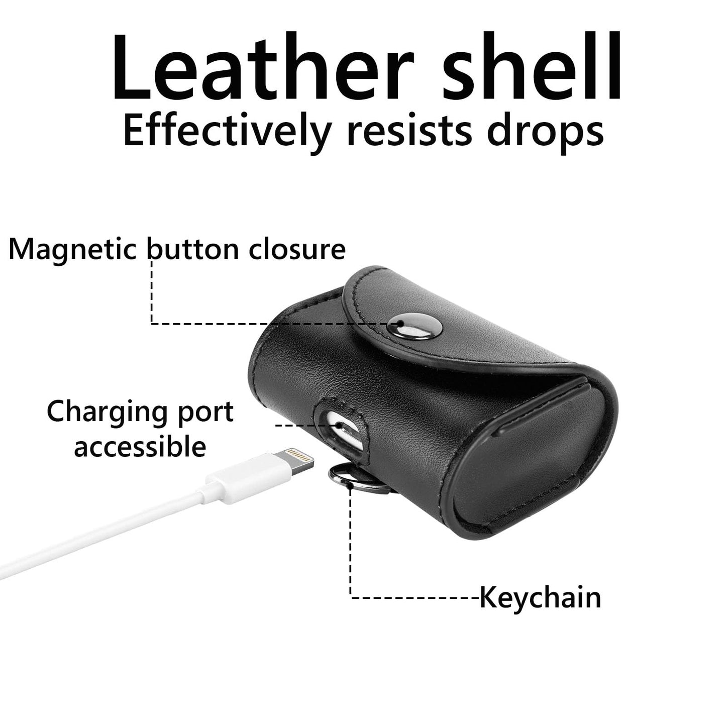 Geekria Protective Carrying Pouch Compatible with Apple AirPods 4th/3rd, AirPods Pro 2nd/Pro 1st, Leather Clip-On Case Cover, Durable Belt Holder (Black)