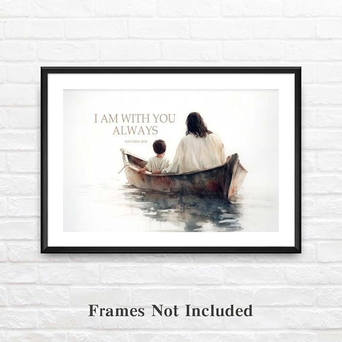 Yesad Jesus Wall Art Décor, Christian Wall Art, Jesus and Boy Canvas Wall Art Pictures Inspirational Wall Décor Motivational Poster Home Décor for Living Room Farmhouse (Unframed,12”x8”, Bible)