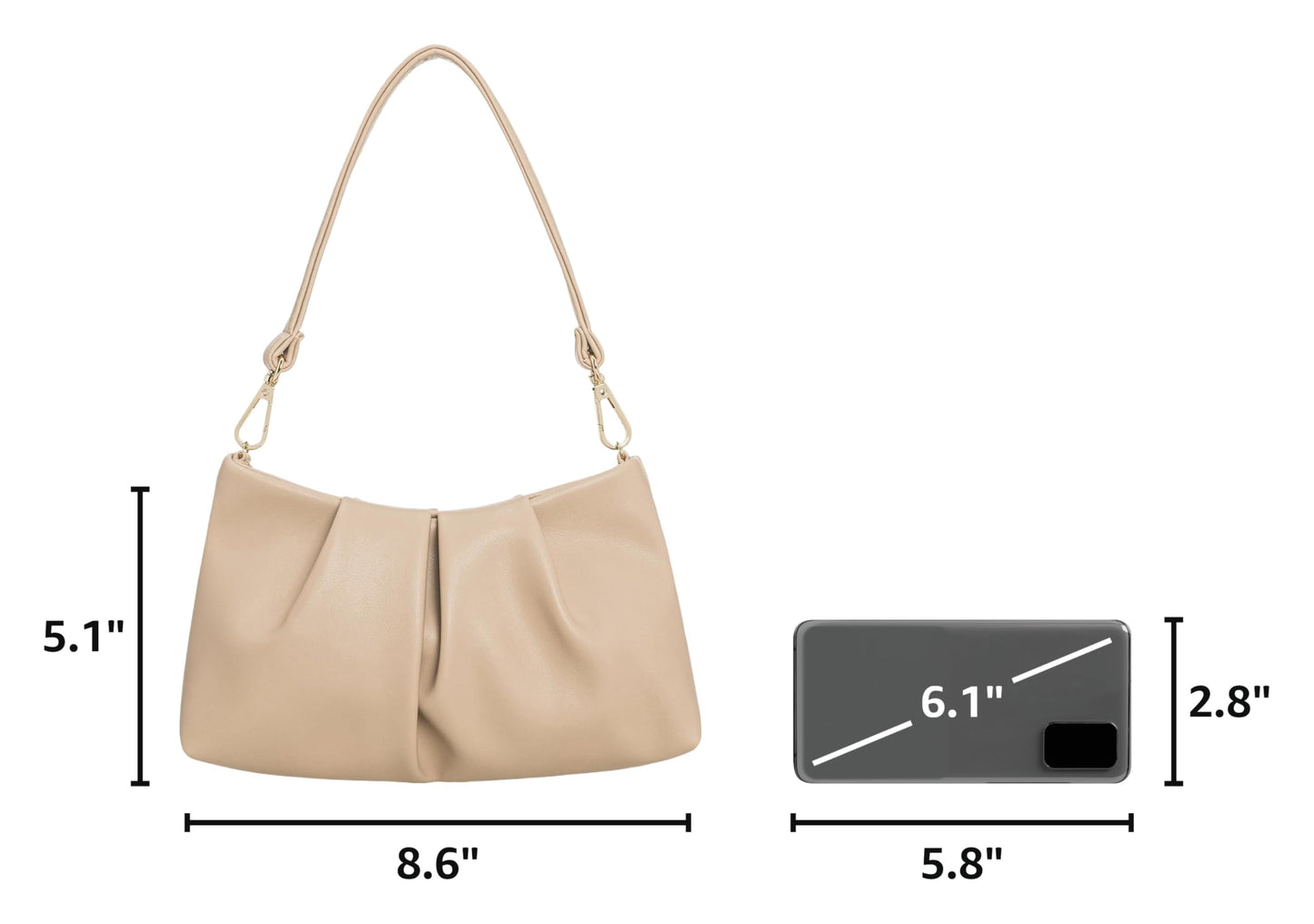 CHARMING TAILOR Women Clutch Bag Dressy Formal Handbag Pleated PU Clutch Purse for Cocktail Prom Wedding Party (Taupe)