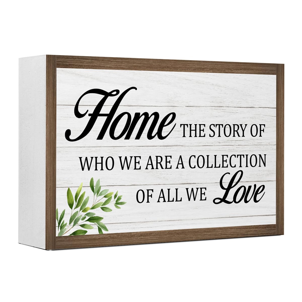 Home The Story of Who We are Wooden Box Sign Desk Decor,Family Quotes Wooden Block Plaque Sign for Home Farmhouse Living Room Bedroom Shelf Table Wall Decor