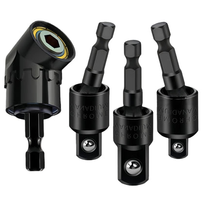 4-in-1 Impact Drill Bit Extension,Right Angle Drill Adaptor,Screwdriver Bit,Rotatable Impact Grade Socket Adapter Set,Hand Powered Tool Kit for Narrow Spaces for home work and daily maintenance