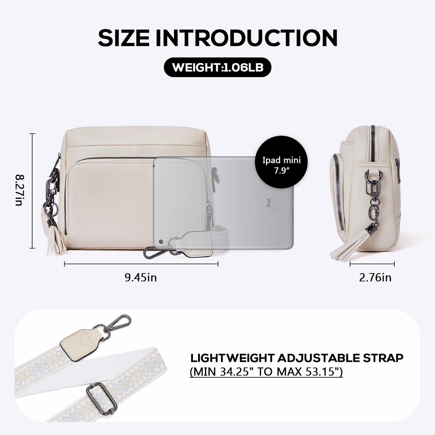 POIUGOYA Crossbody Purses for Women Trendy,Vegan Leather Medium Crossbody Bag,Women's Crossbody Travel Purse Built in Wallet