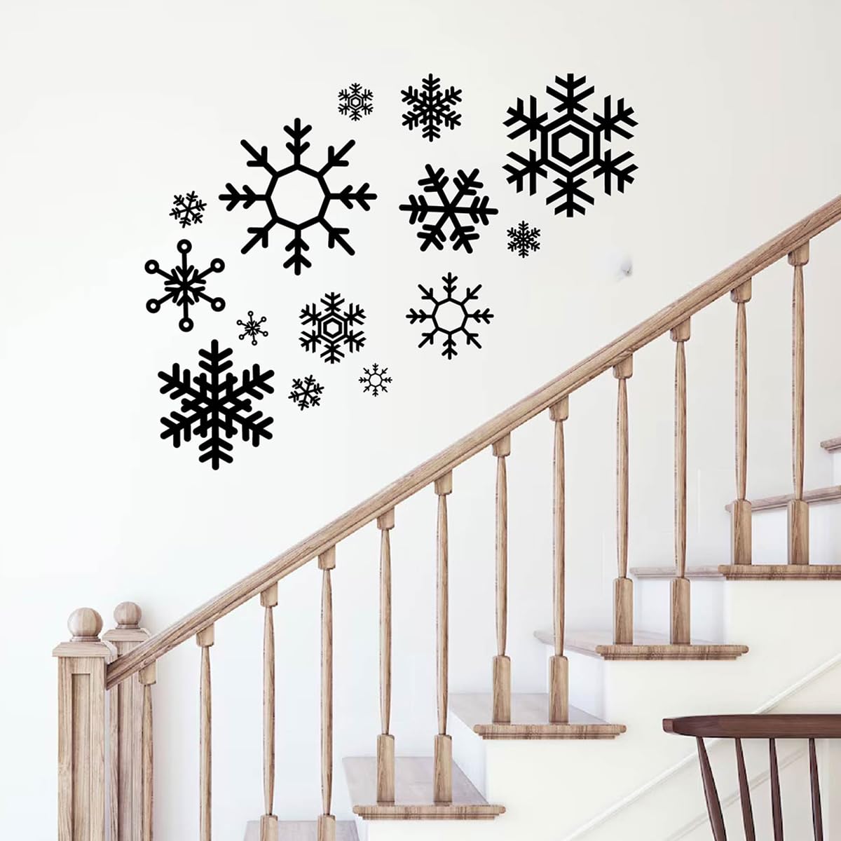 Large Snowflake Wall Decor Stickers Merry Christmas Room Decoration Christmas Gifts Wall Decals GA338 (Black)
