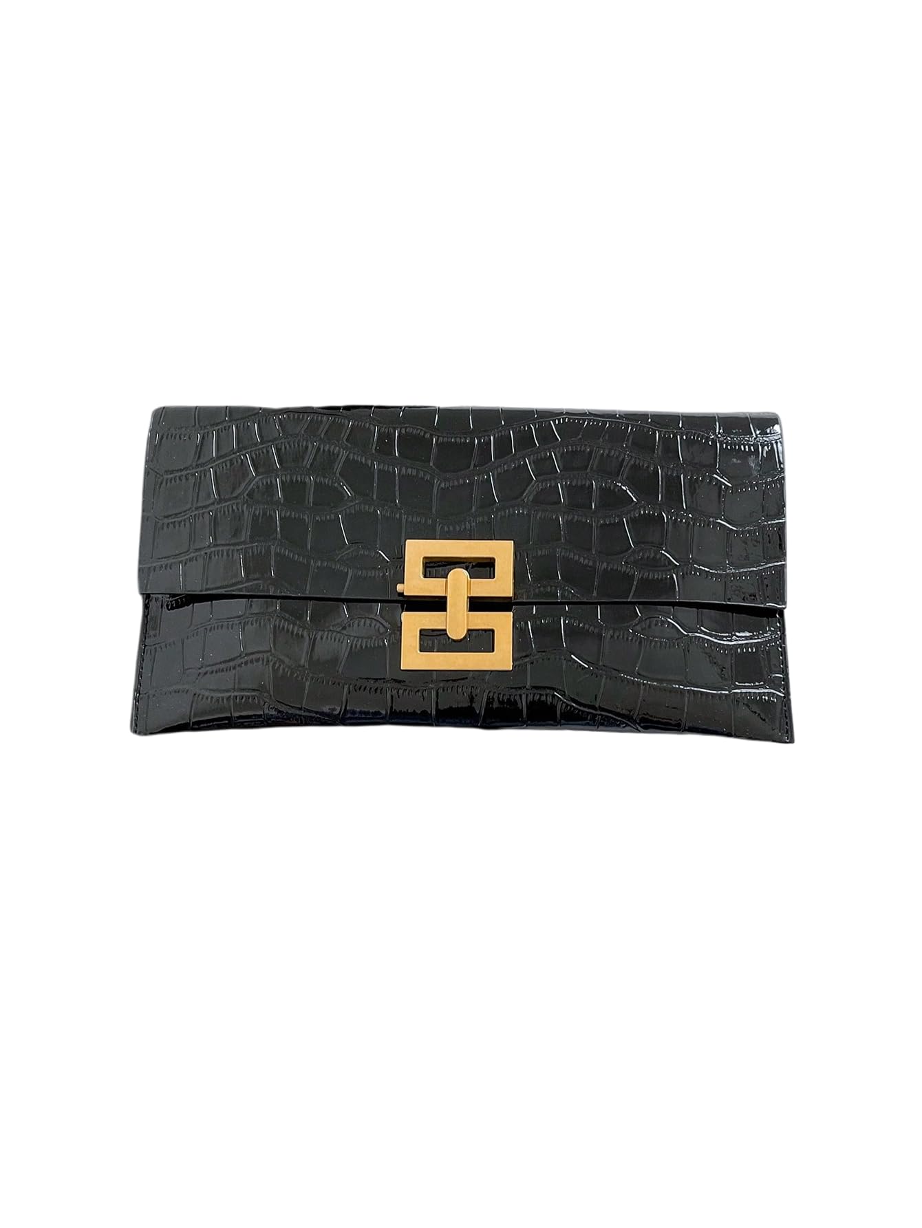 Verdusa Women's Clutch Evening Bags Trendy Envelope Handbags Metallic Purses Black One Size