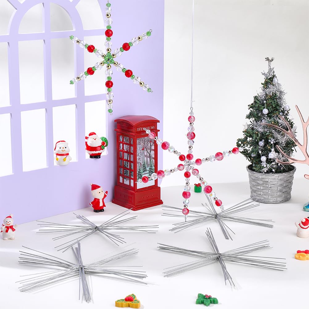 SUNNYCLUE 30Pcs Wire Snowflake Frame Snowflake Ornaments Bulk Iron Winter Decor Alloy Holiday Xmas Christmas Beaded Ornaments Wire for Making Party Beading Project Decorations DIY Crafting Supplies