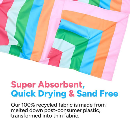 Dock & Bay Beach Towel - Quick Dry, Sand Free - Compact, Lightweight - 100% Recycled - Includes Bag - Tutti Frutti - Extra Large (200x90cm, 78x35)