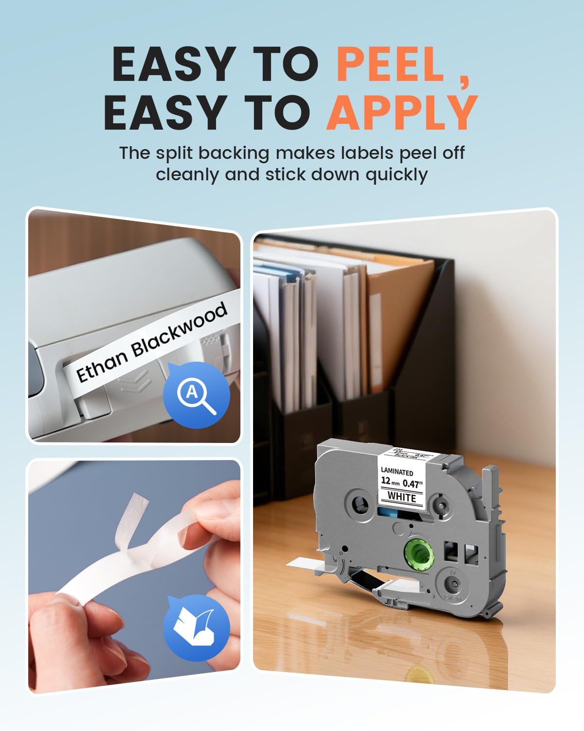TZe TZ Tape 12mm 0.47 Laminated White, Replacement for Brother Label Maker Tape Refills P Touch TZe-231 TZe231, Compatible with Brother Ptouch PT-D210 D220 H110 D400 D410 D600 D610BT, 5-Pack
