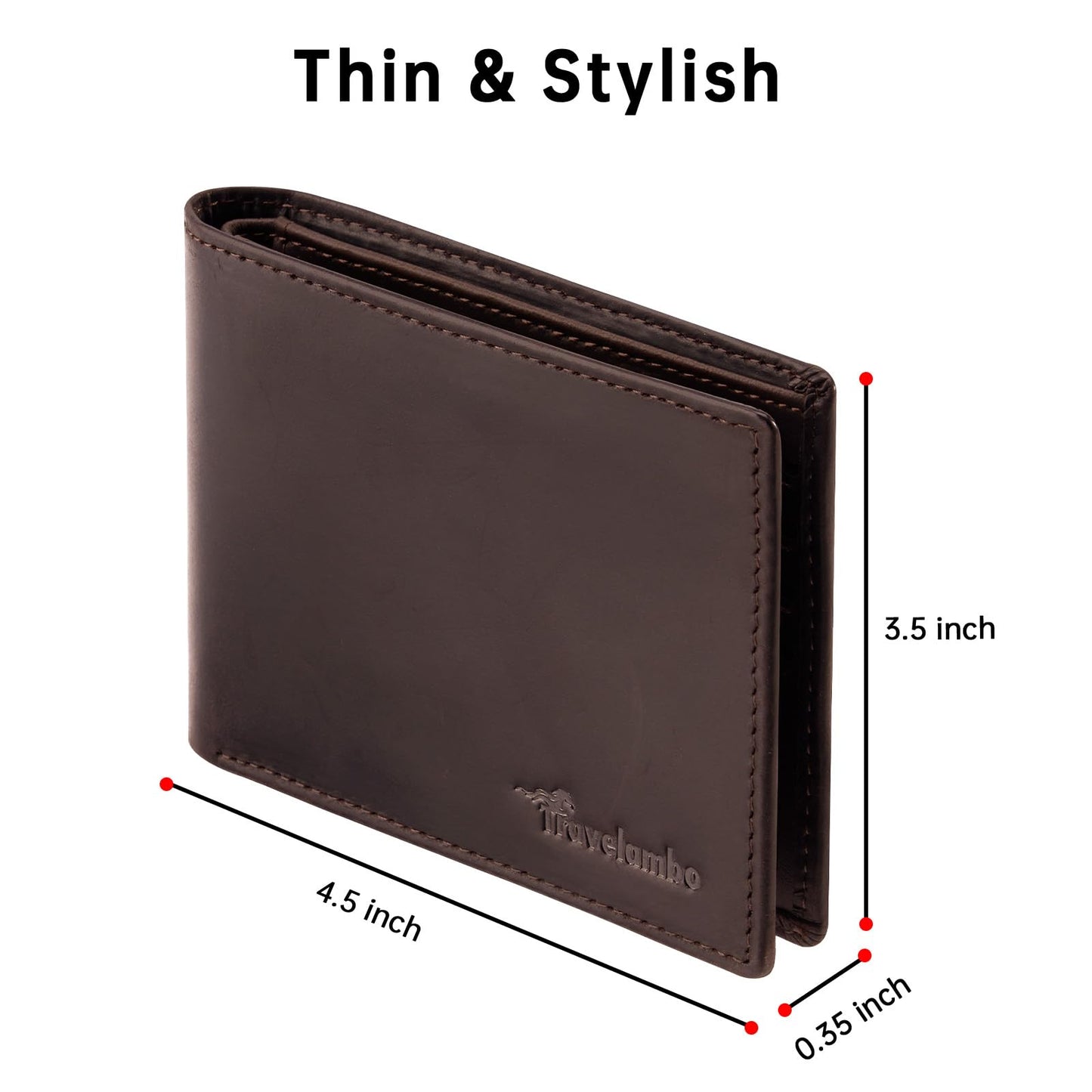 Travelambo Wallet for Men Real Leather Mens Bifold Wallet RFID Blocking - Thin & Stylish with ID Window in Gift Box (Crazy Horse, Brown)