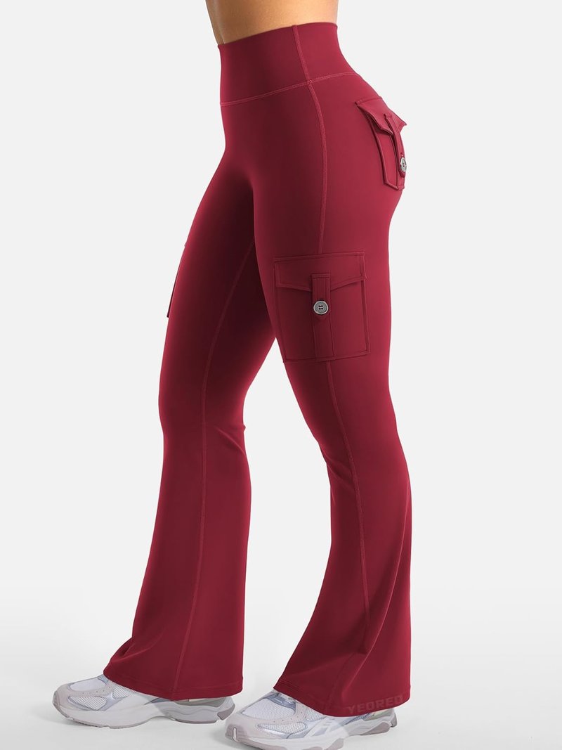 CoreFlex Women's High-Waisted Flare Leggings - Hidden Pockets, No Front Seam, Perfect for Gym & Yoga