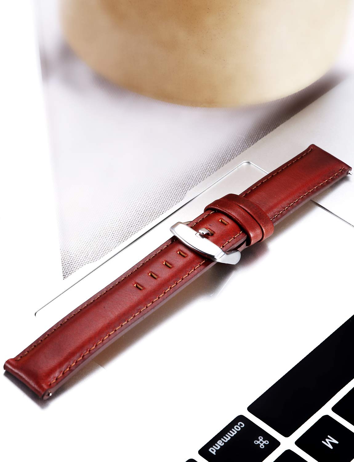 BINLUN Leather Watch Band Quick Release Replacement Leather Smart Watch Straps for Women and Men in Black Brown Red 12mm 13mm 14mm 17mm 18mm 19mm 20mm 22mm