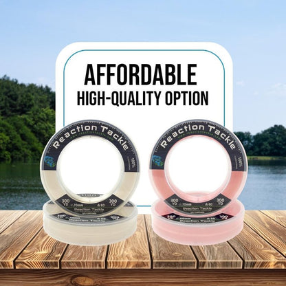 Reaction Tackle 100% Pure Fluorocarbon Fishing Line - High Strength, Abrasion-Resistant | Saltwater & Freshwater Leader