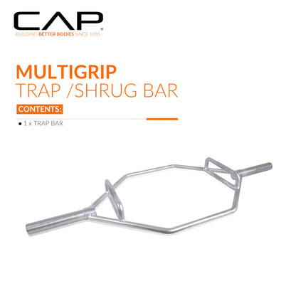 CAP Barbell Olympic Hex Trap Bar with Combo Grips, Shrug Deadlift Bar - Chrome