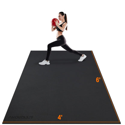 Large Workout Mat 6'x2' & 6'x4' - Home Gym Flooring for Weightlifting, Jump Rope, MMA, Yoga, Cardio, Stretch, Plyo, HIIT - Shoe-Friendly
