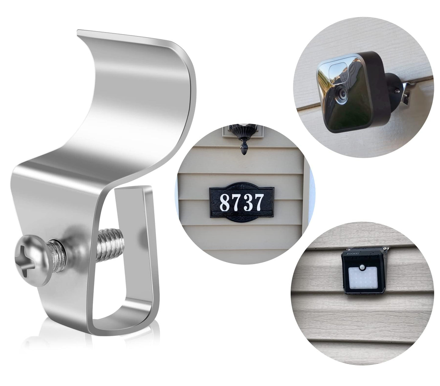 Antimbee 30-Pack Vinyl Siding Hanger, No-Hole Outdoor Camera Mount, Weatherproof 304 Stainless Steel Hooks for Blink, Arlo, Ring