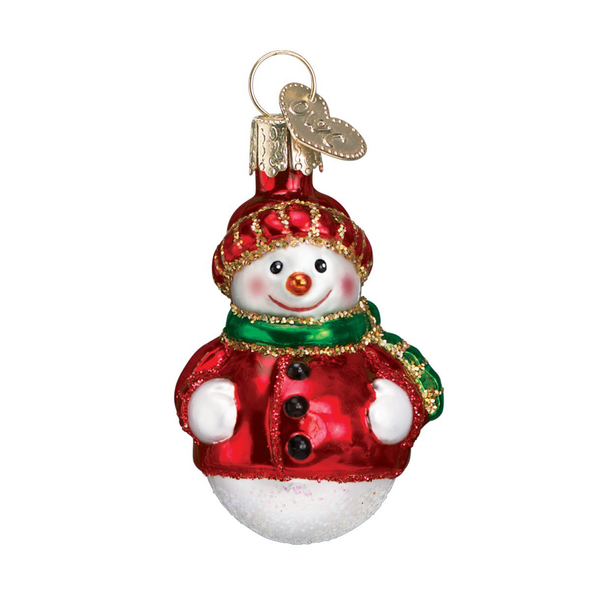 Old World Christmas Mini Snowman Set Glass Blown Ornament for Christmas Tree, Handcrafted Holiday Decoration, Set Collection