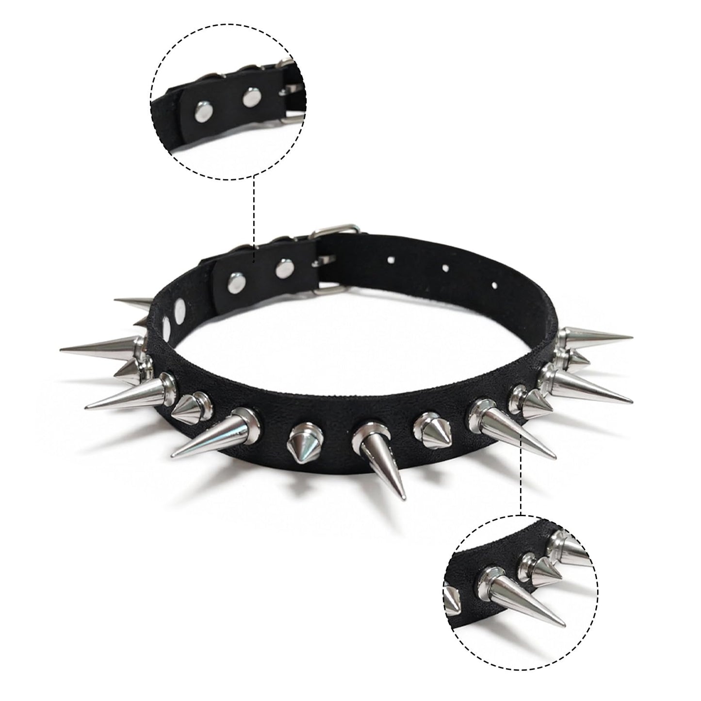 Qoncosy 5 Pcs Goth spiked choker Necklace Set, Spiked Choker with Heart and Paw Studs, Gothic Cat Collar, Adjustable PU Leather Collar for Women, Gothic Punk Rock Accessories for Concerts Halloween Cosplay (Gothic4)