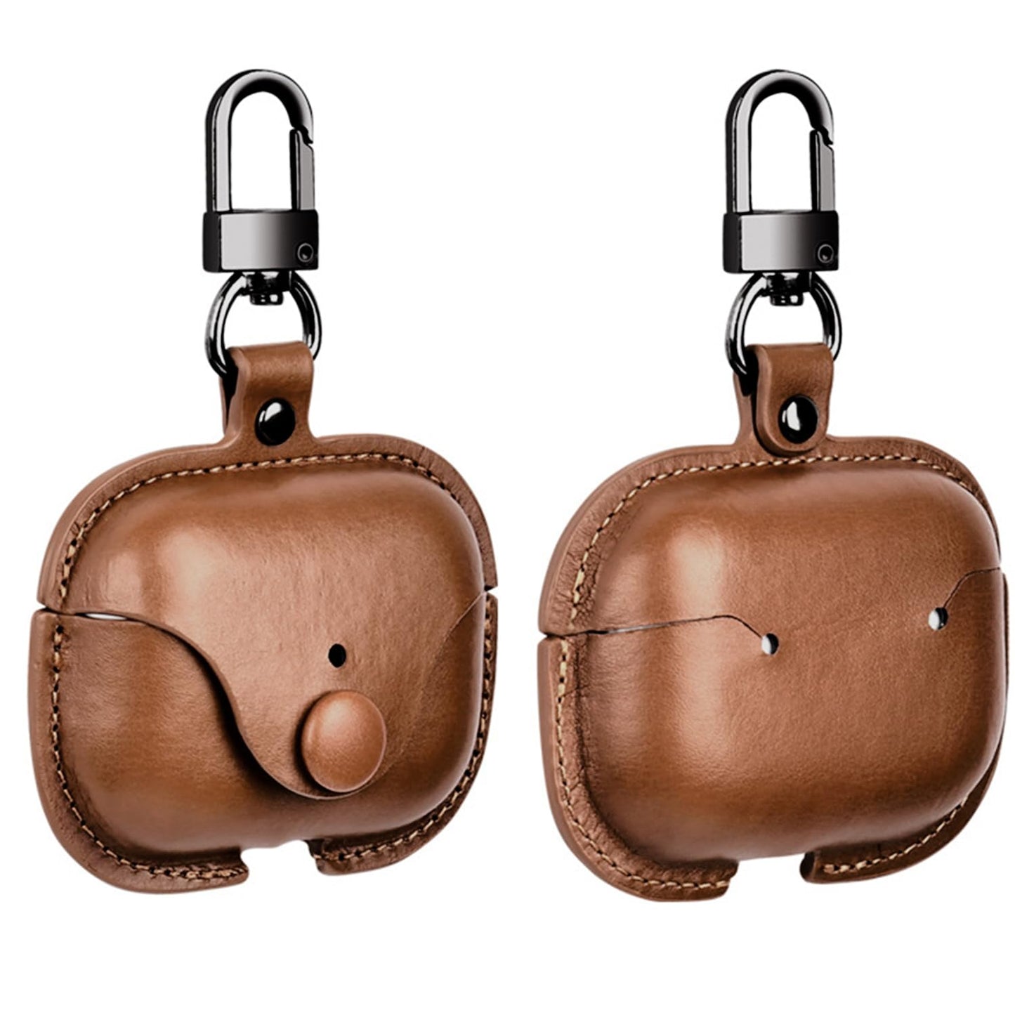 UMUBUHOMS Case for AirPods 4 Leather Cover Support Wireless Chargin, MagSafe with Keychain Airpods Strap - Compatible with AirPods 4th Generation (2024) Case (Brown)