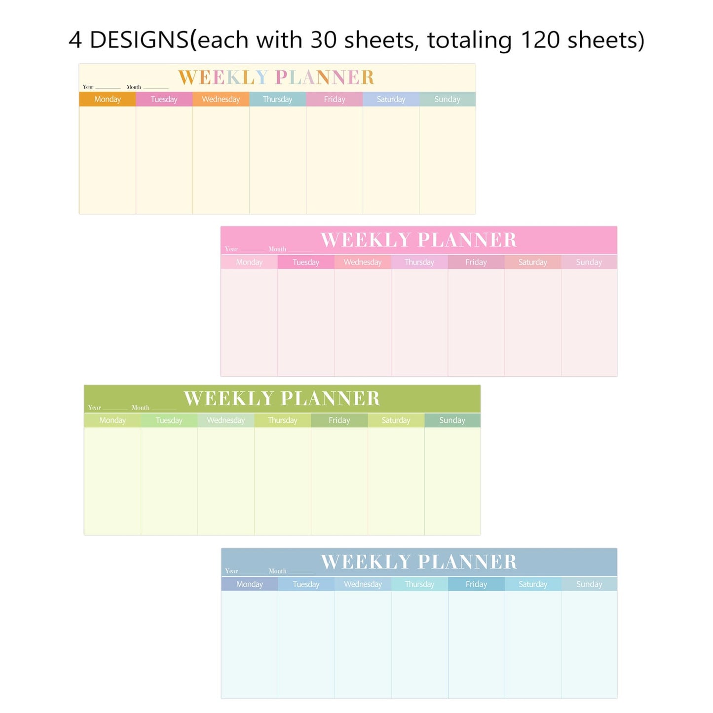120 Sheets Weekly Planner Notepad Weekly Calendar Pad 3.8x10 Inch-Colorful Weekly to Do List Notepad Desk Schedule for Student Planner