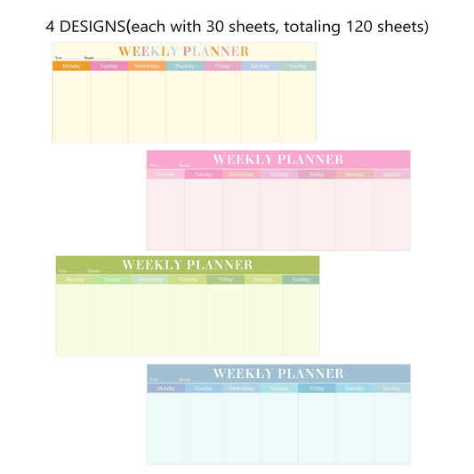 120 Sheets Weekly Planner Notepad Weekly Calendar Pad 3.8x10 Inch-Colorful Weekly to Do List Notepad Desk Schedule for Student Planner