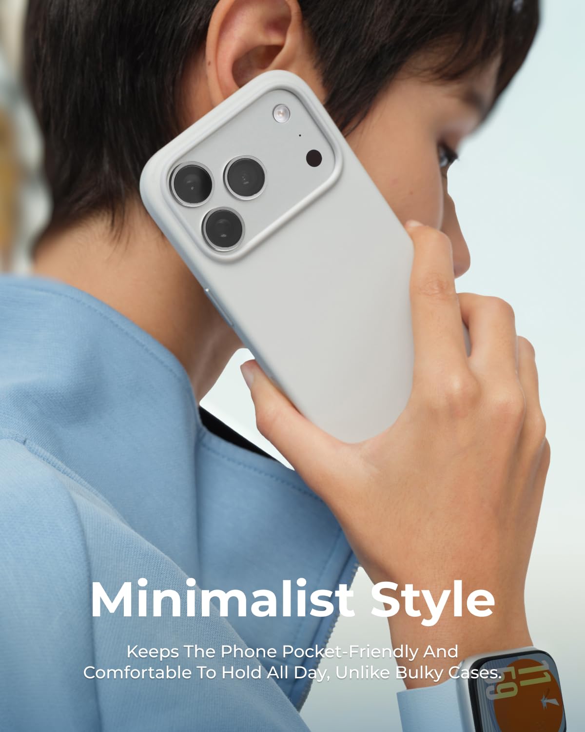 MOFT for iPhone 17 Pro Case- MOVAS Snap Case, MagSafe Compatible, Soft-Touch Vegan Leather, Classic Minimalist Design, Lightweight, Stain-Resistant & Camera Protection, Misty Cove