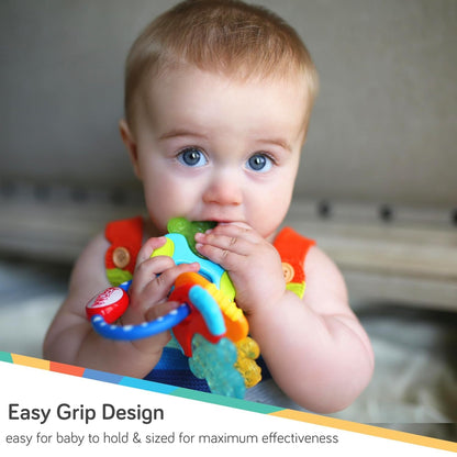 Nuby Ice Gel Teether Keys - Silicone Soothing Baby Teether Toys for Infants - Gentle for Sore Gums Colorful and Fun Toys - Safe and Durable Infant Baby Teething Toy - Blue