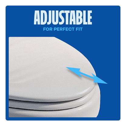 HIGHCRAFT Premium Elongated Toilet Seat with Slow-Close Design & Adjustable Hinges - Molded Wood Toilet Seat - Fits Standard Elongated Toilets - Oval Seat in White