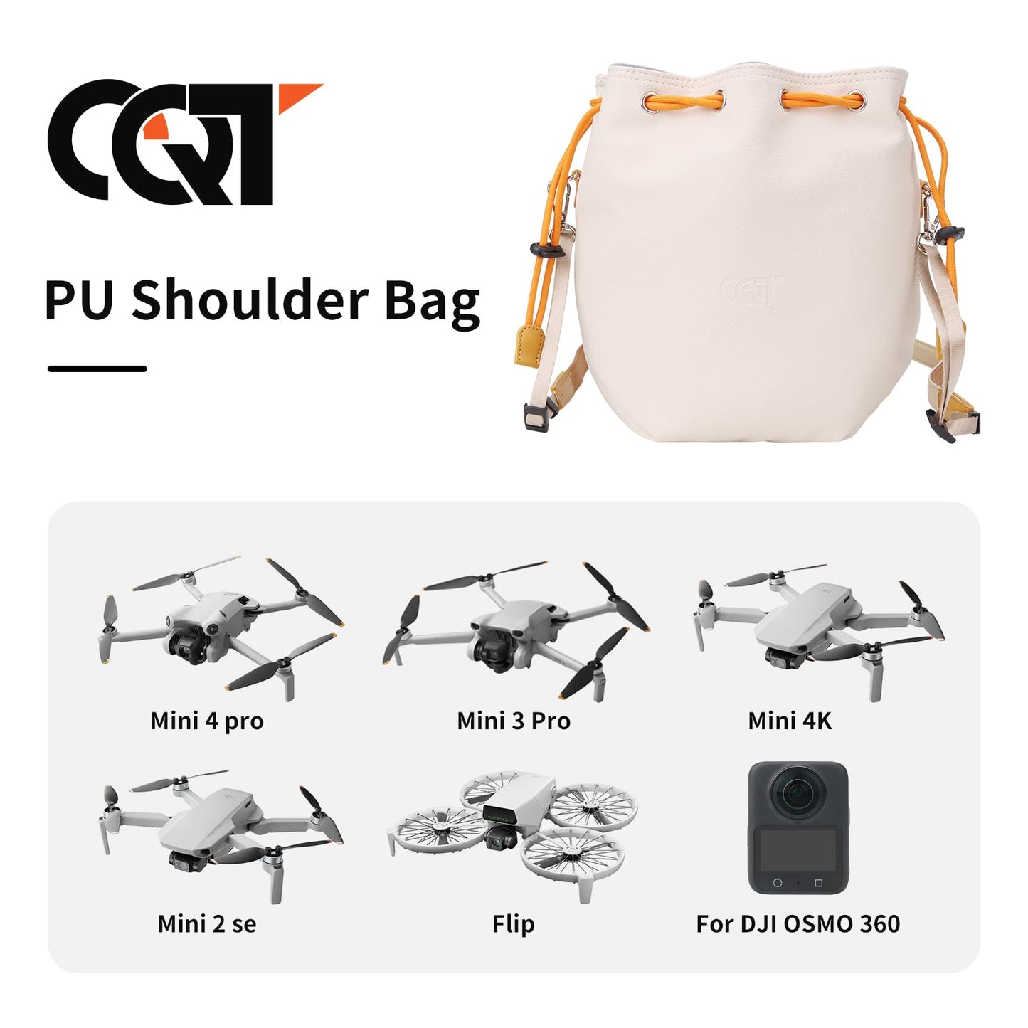 CQT Drawstring Osmo 360 Mini 3 4 Pro Bag, Drone PU Leather Crossbody shoulder Bag Pouch Handbag Waterproof Storage Bag for DJI Mavic MINI 4 3 PRO 2 SE 4K and NEO 2 Drone Accessories (Olive Green)