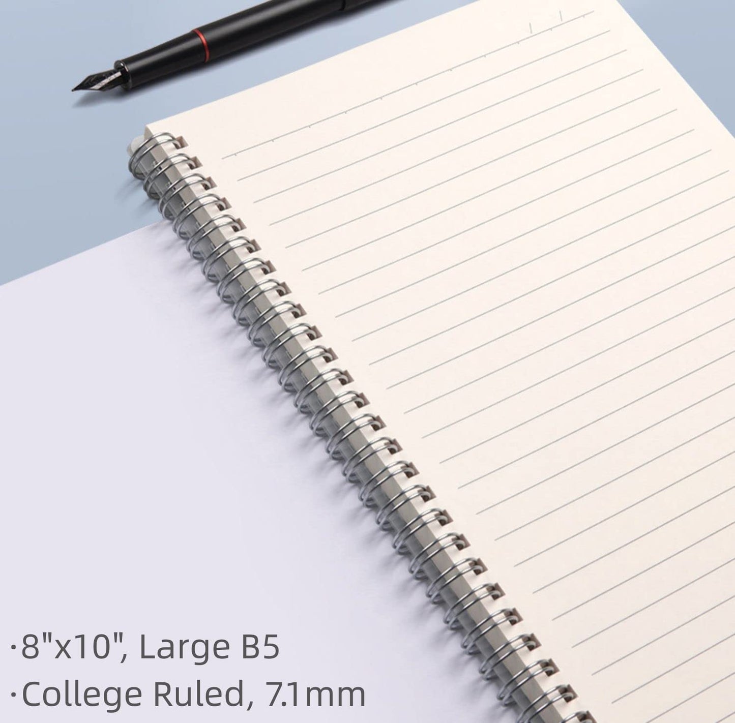 Spiral Notebook, College Ruled Notebook Journal, 4 Pack Large B5 Lined Notebooks for Work, School, Notes Taking, 8" x 10" Subject Notebook, 560 Thick Paper, 24pcs Index Tabs, Assorted Pastel Notebook