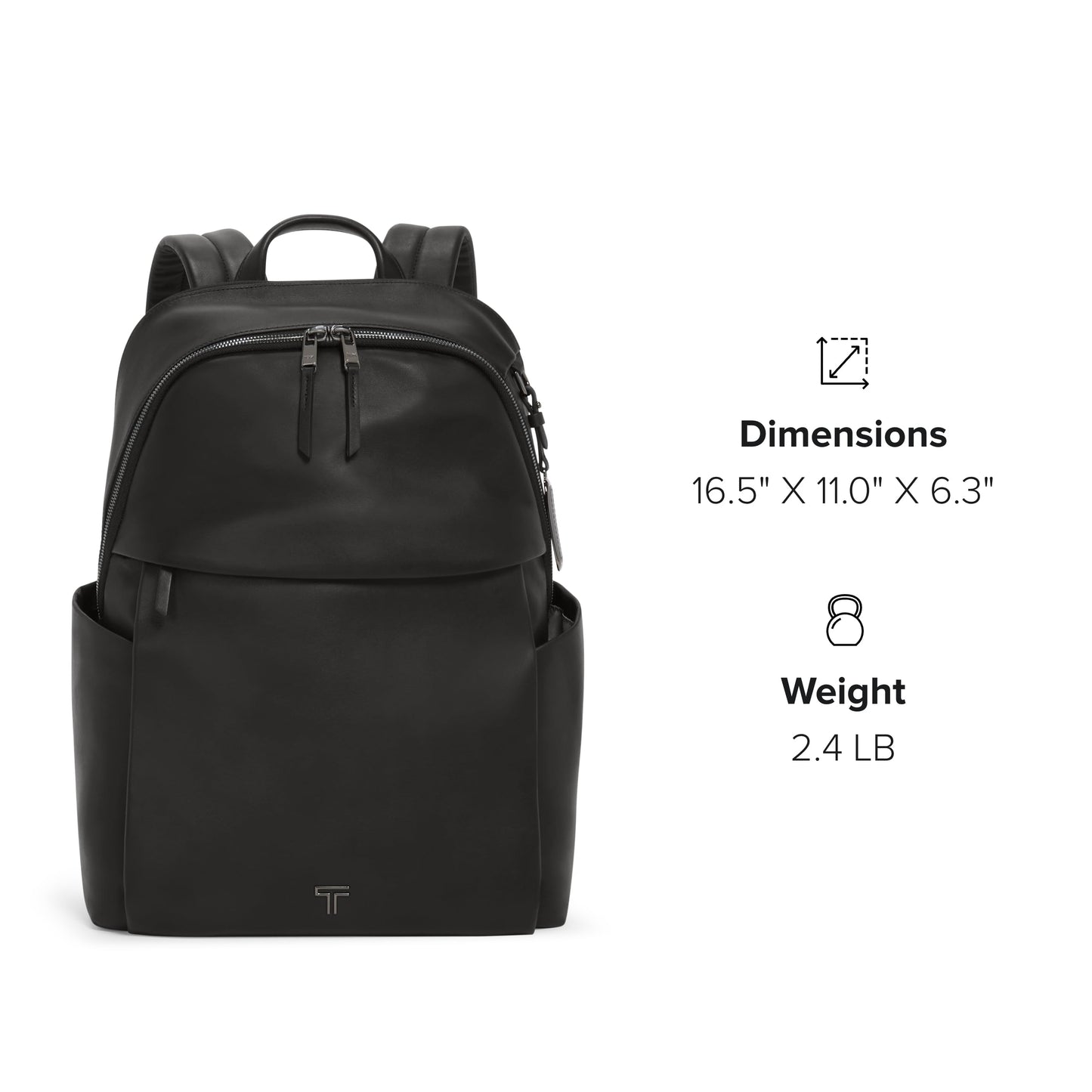 TUMI - Voyageur Raina Backpack - Women's Premium Leather Backpack - Everyday Bag with Phone Pocket & Laptop Compartment - Black, Gunmetal Hardware