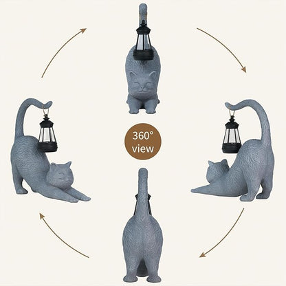 Solar Garden Statues Cat Figurine, Solar Yard Decorations Lawn Ornaments Yard Art Porch Patio Balcony, Cute Housewarming Gifts and Cute Birthday Gifts for Women Mom Grandma