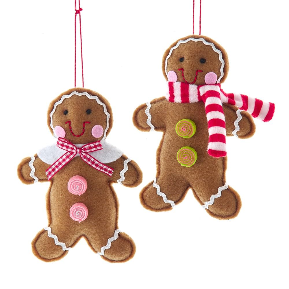 Gingerbread Man Christmas Tree Ornaments, Set of 2