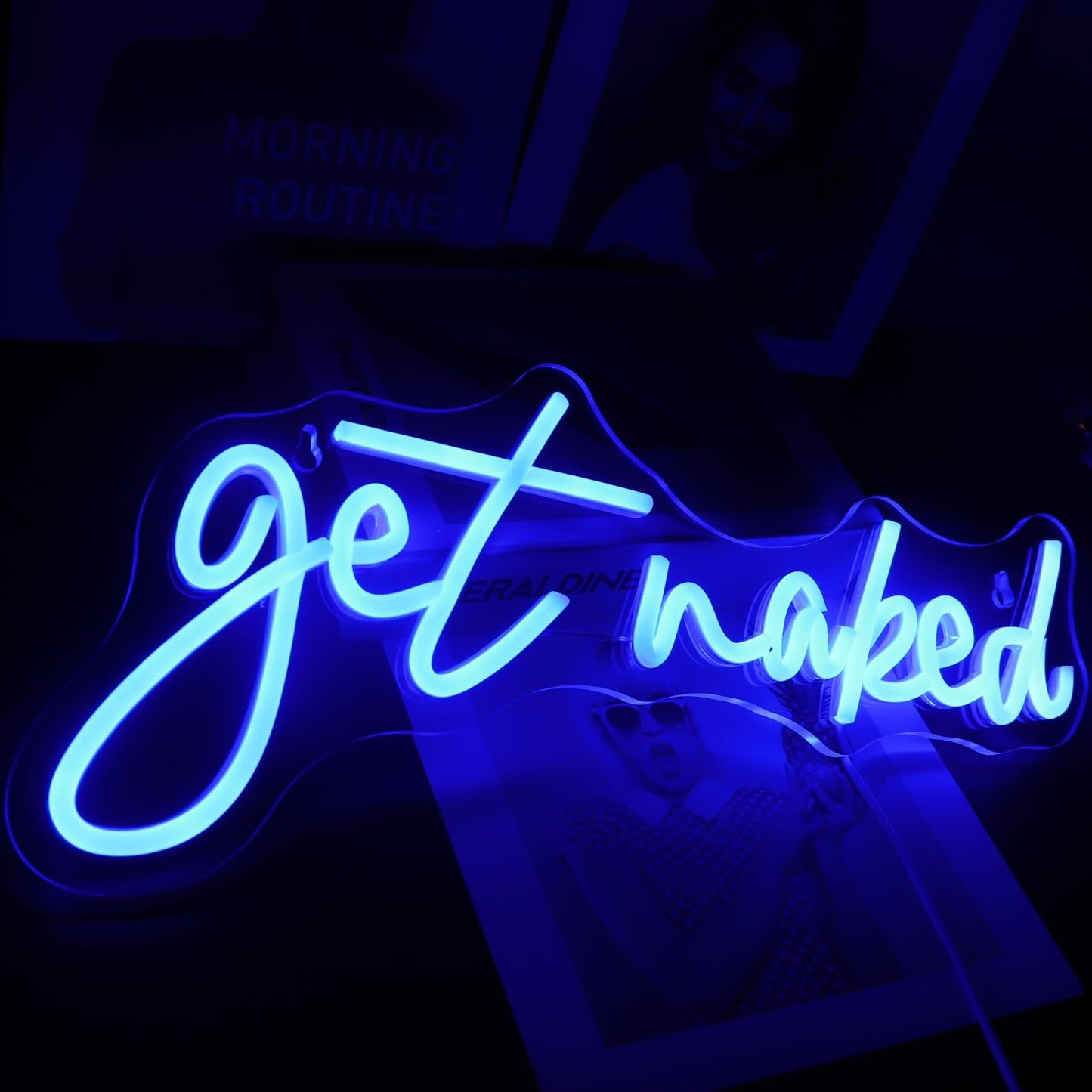 QiaoFei Led Get Naked Neon Sign Letters USB Powered Neon Lights for Room Home Bar Art Wall Decor Party Window Living Room Decor Christmas Gift (Blue)