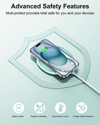 NANAMI Fast Wireless Charger [2 Pack] - Qi Certified Wireless Charging Pad for iPhone 17/17 Pro/17 Pro Max/16/15/14/13/13 Pro/12,10W for Samsung Galaxy S25/S25 Ultra/S24/S24 Ultra/S23/S22, New Airpods