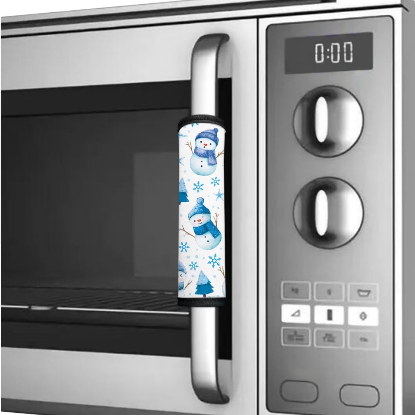 Hwzdsyxl Blue Snowman Tree Snowflake Print Fridge Door Handle Covers Kitchen Appliance Protective Gloves for Chriatmas Decor 6 PCS Anti-Scratch Refrigerator Handle Cover Keep Off Fingerprints Stains