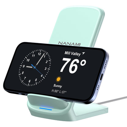 NANAMI Upgraded Fast Wireless Charger, Qi-Certified Wireless Charging Stand Compatible with Samsung Galaxy S25/S24/S23/S22/S21/S20 & Qi Phone Charger for iPhone 17/17 Air/16/16 Plus/16 Pro/15/14/13