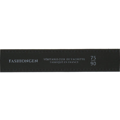 FASHIONGEN - Women genuine Italian leather belt LUNA, Made in France - Black (Golden buckle), 80 cm (31 in) / Waist size 29 to 30