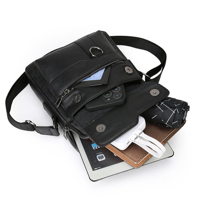 LEBULLBRO Shoulder Bag for Men Crossbody Bags Leather Sling Bag Messenger Bags with Multiple Pockets Business Outdoor