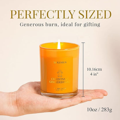 Christmas Gingerbread Candle, 10oz Soy Scented Candle for Home, Christmas Birthday & Holiday Gifts for Women & Men, Long Lasting 50+ Hour Clean Non-Toxic Burn, Elegant Winter & Christmas Home Decor