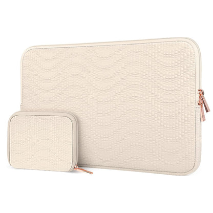 ARVOK Laptop Sleeve Case for MacBook Pro15 16 inch/MacBook Air M5/M4/M3/M2 2026-2023, Water-Resistant Leather Case for HP/Dell/Lenovo/Asus/Acer/Samsung/MSI with Accessory Bag (Milk White, 15 inch)