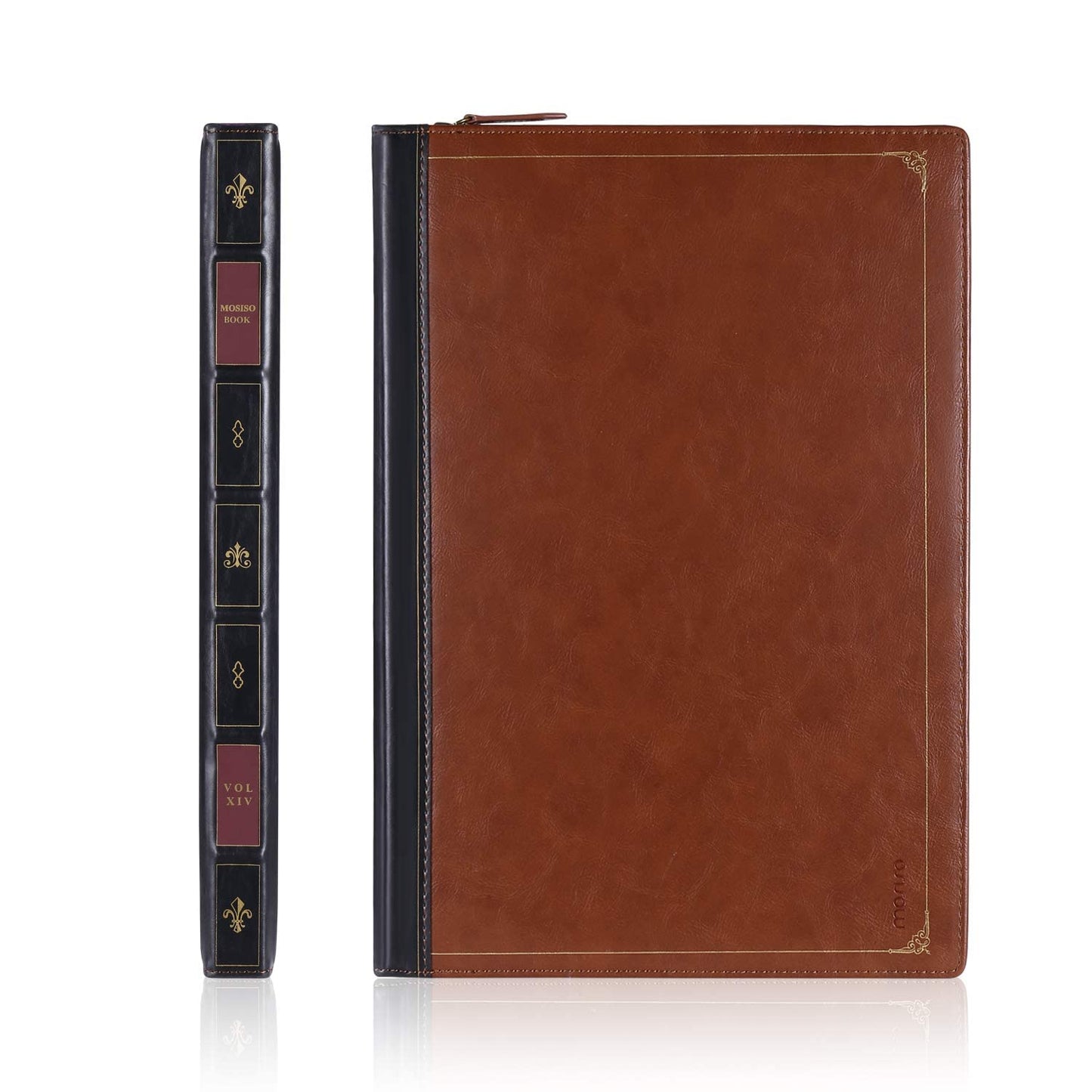 MOSISO Compatible with MacBook Pro 16 inch Case 2025-2021 M4 A3403 A3186 M3 A2991 M2 A2780 M1 A2485/2019 2020 A2141,PU Leather Laptop Sleeve Vintage Retro Zippered Portfolio Protective Cover,Brown