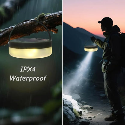Camping String Lights Solar USB Rechargeable, Retractable String Lights Camping 4 in 1 Led Roll Up Waterproof Outdoor Hanging Fairy Lights 33FT with 8 Modes for Tent Garden Party Festival