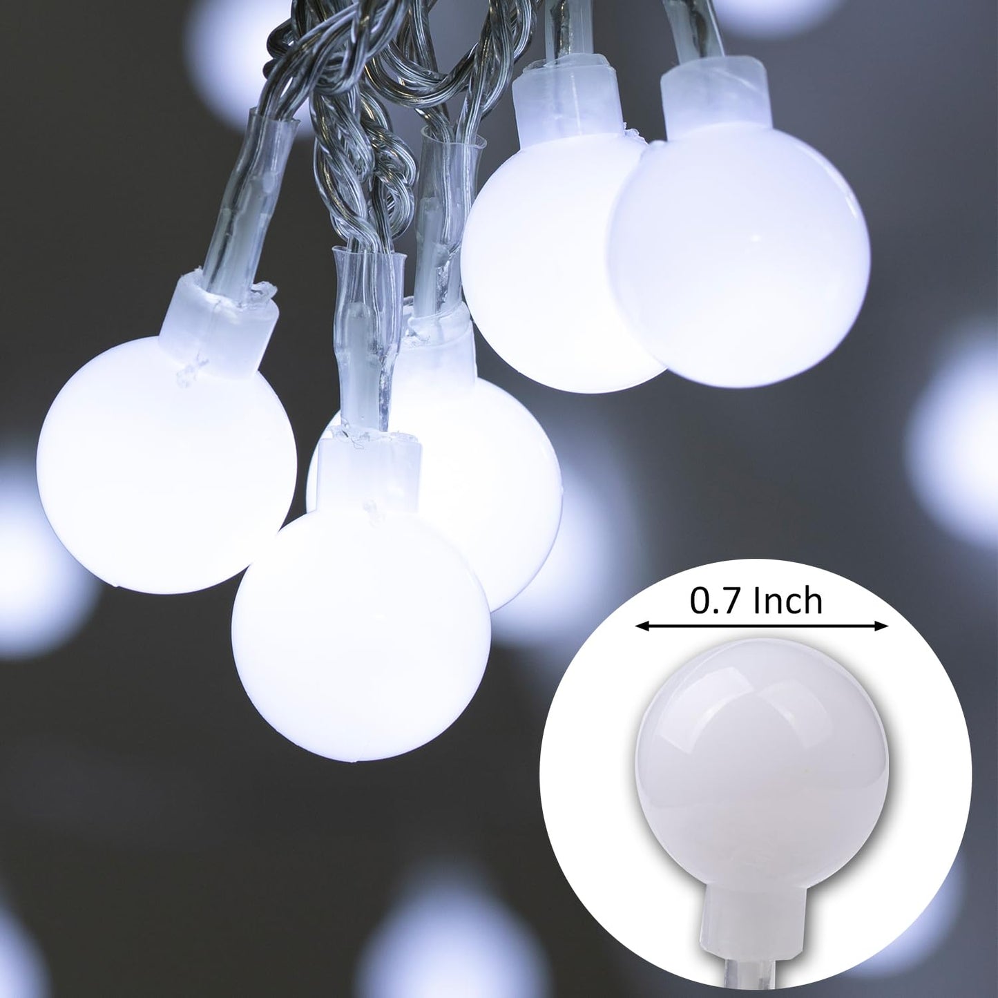 Ogrmar 49 ft 100 LED Globe Ball String Lights 8 Modes Fairy String Lights with Remote, Timer Function & Connectable for Indoor Outdoor Wedding Birthday Christmas Tree Garden Decor (100, White)