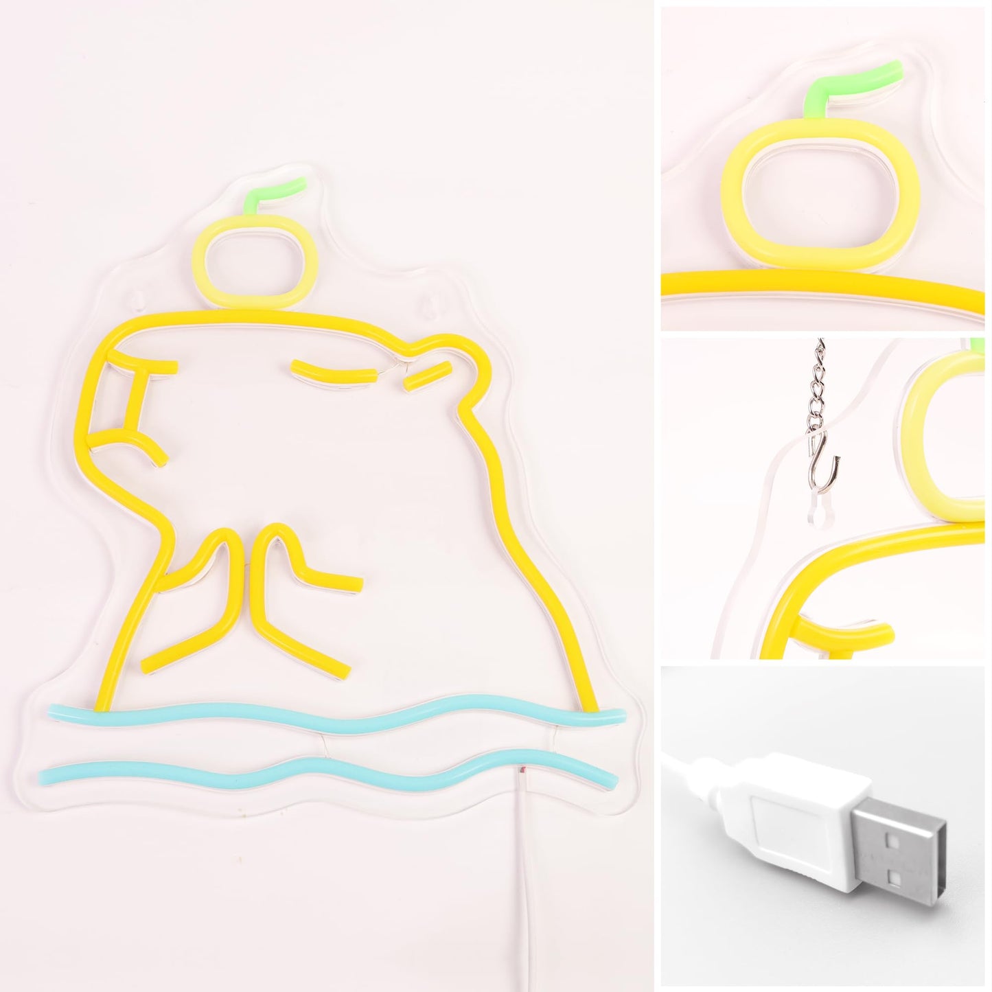 Attivolife Capybara Sign for Wall Decor, Light up Cute Animal Shape LED Lamp with Dim USB Powered, Unique Home Children's bedroom Business Shop Bar Party Decor Birthday Christmas Day Gift for Kids