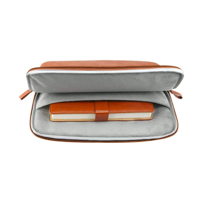 MOSISO Laptop Sleeve Bag 16 inch Compatible with MacBook Air 15 inch 2026-2023 M4 M3 M2/Pro 16 inch 2026-2019 M4 M3 M2 M1, 15-15.6 inch Notebook, PU Leather Padded Bag Waterproof Case, Brown